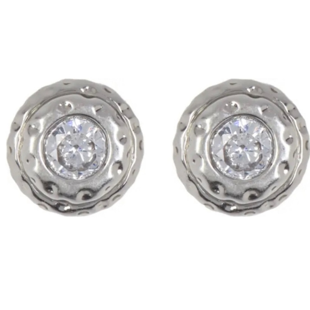 Kate Spade bezel cz hammered round stud earrings